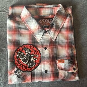 Dixxon Flannel The Eagle Plaid Button-up Shirt White / Red Men's XXL. No bag.